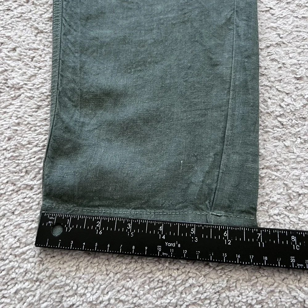 Octobre Editions Pants Mens M Green Linen Chino Elastic Waist Casual Tapered